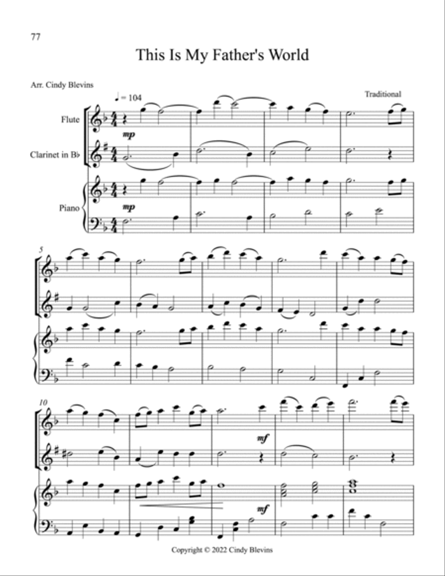 12 Favorite Hymns, Flute, Clarinet and Piano Woodwind Duet scores gallery preview page 5