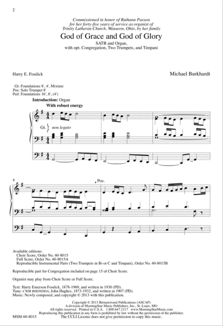 God of Grace and God of Glory 4-Part scores gallery preview page 2