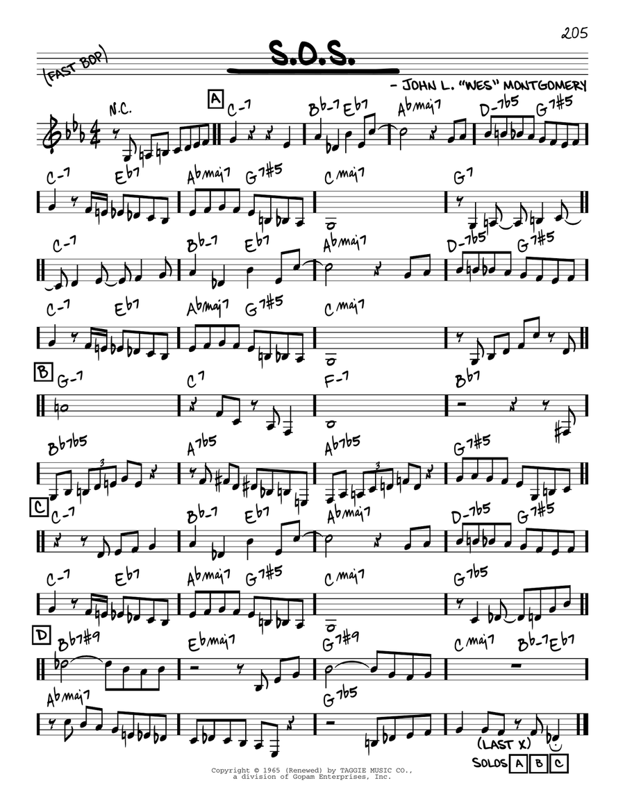 S.O.S. S.O.S. C Instrument scores gallery preview page 1