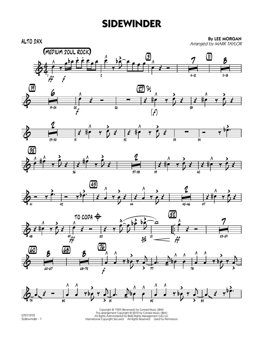 Sidewinder - Alto Sax Jazz Ensemble scores gallery preview page 1