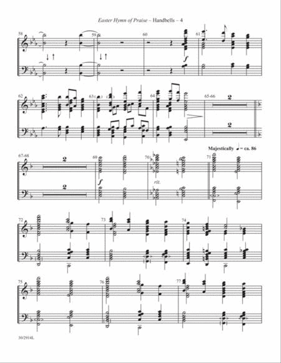 Easter Hymn of Praise - Brass and Handbells Score and Parts 5-Octaves scores gallery preview page 5