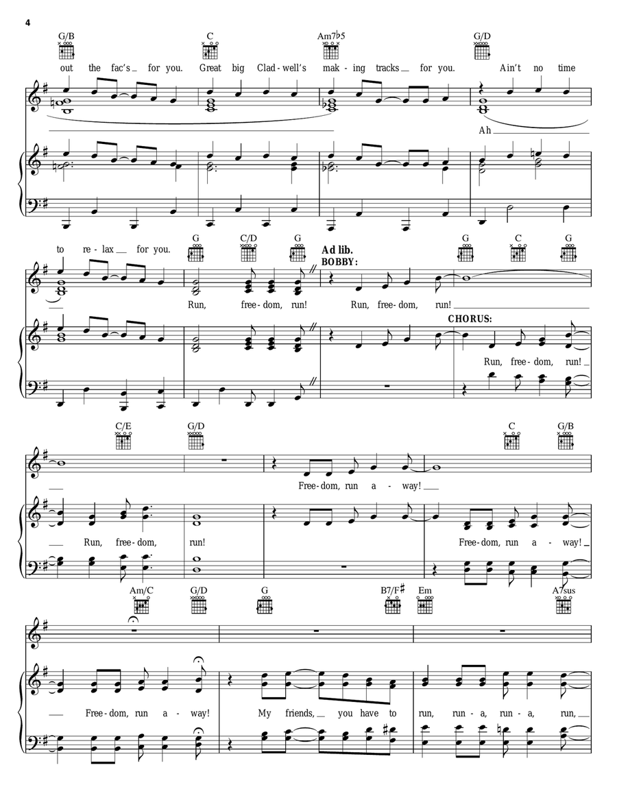 Run, Freedom, Run! Piano, Vocal, Guitar scores gallery preview page 4
