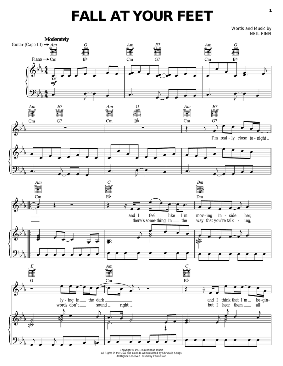 Fall At Your Feet Fall At Your Feet Piano, Vocal, Guitar scores gallery preview page 1
