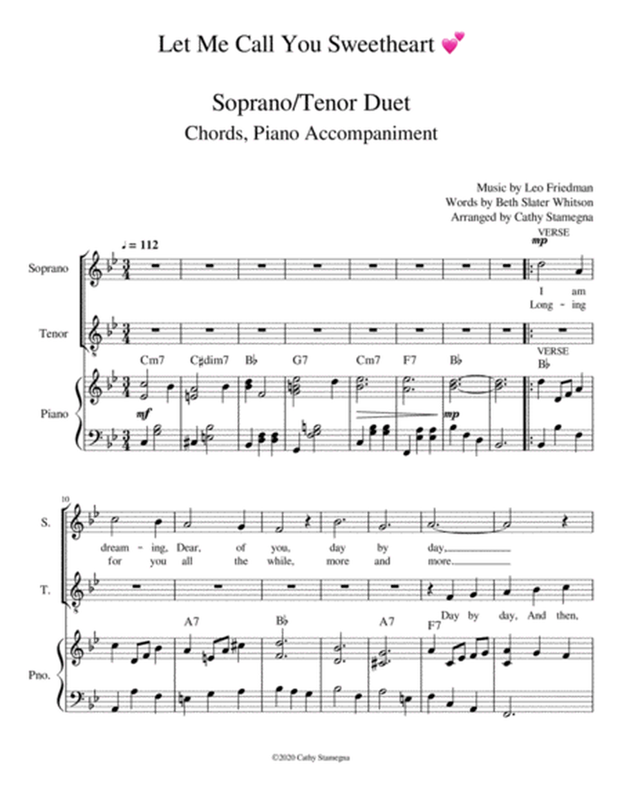 Let Me Call You Sweetheart (Soprano/Tenor Duet, Chords, Piano Accompaniment) image number null