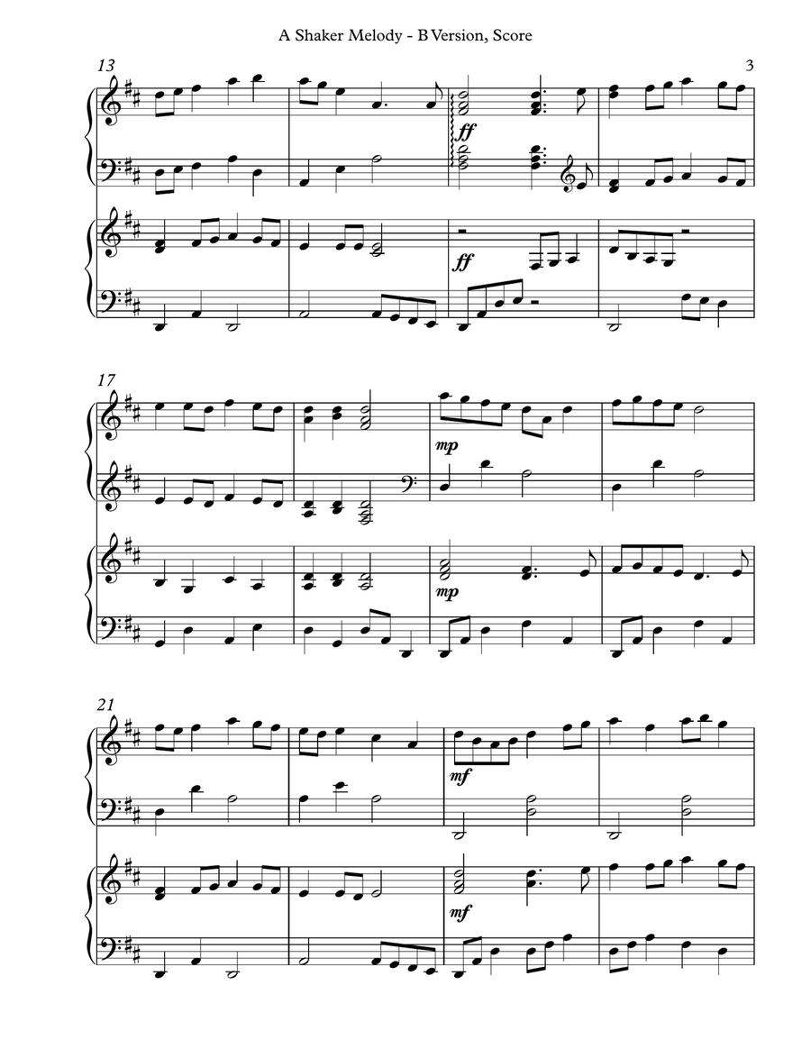 A Shaker Melody, B Version, Score & Parts Celtic Harp scores gallery preview page 3