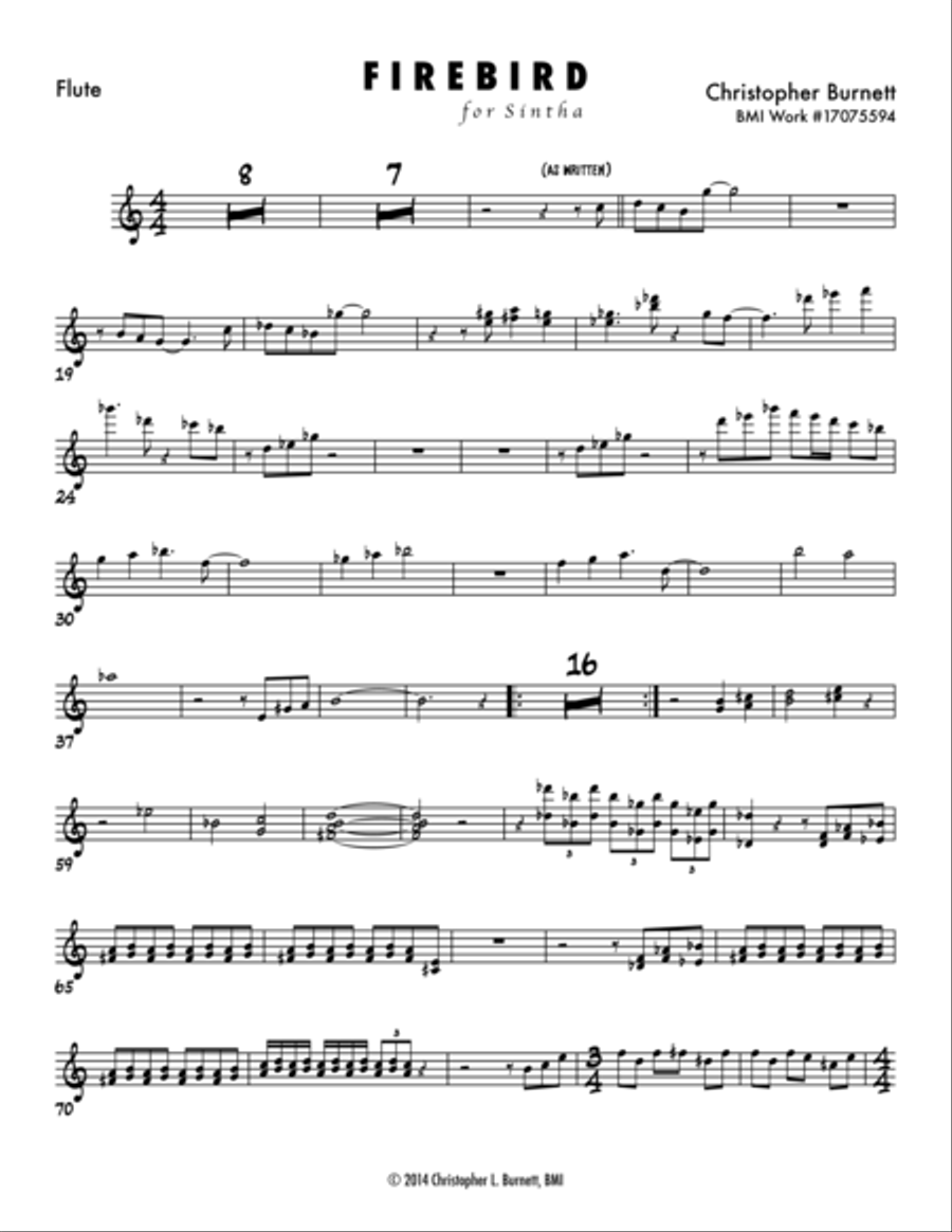 Firebird, BMI Work #17075594 (Flute Parts) Jazz Ensemble scores gallery preview page 1