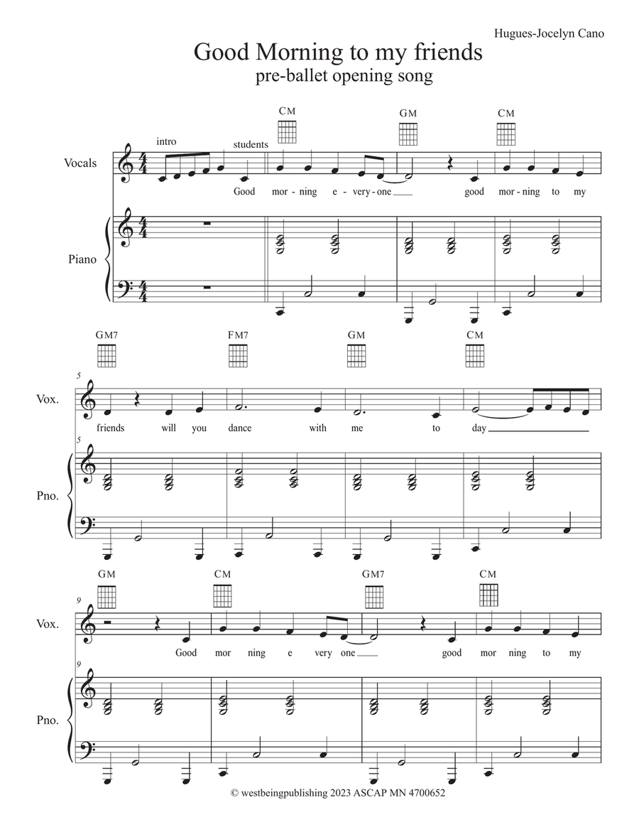 Good Morning to my Friends Piano, Vocal, Guitar scores gallery preview page 1