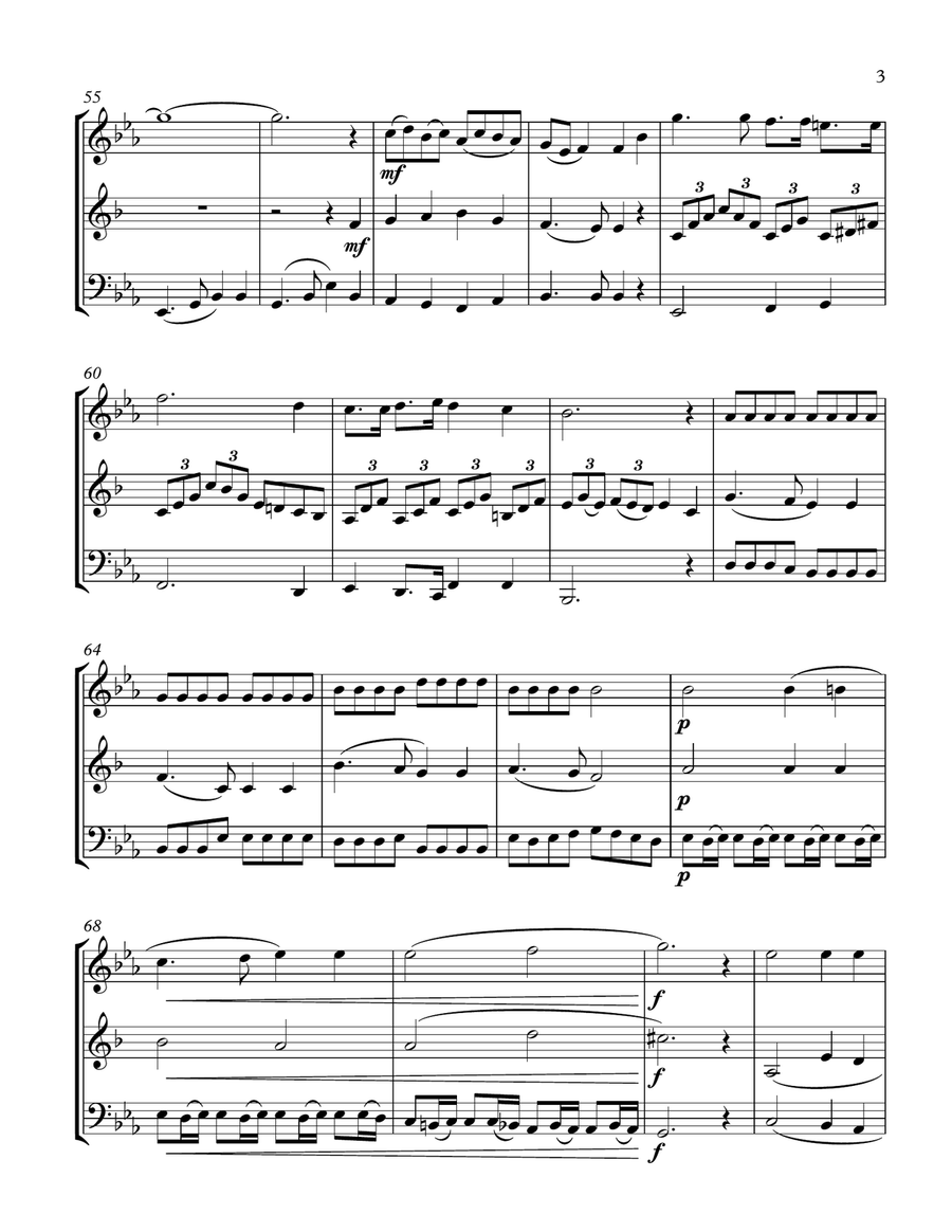 Songs of Yale (Boola Boola, Bright College Years, Bulldog) Woodwind Trio scores gallery preview page 3