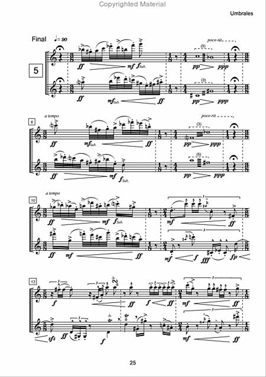 Umbrales for Oboe and Clarinet Clarinet scores gallery preview page 7