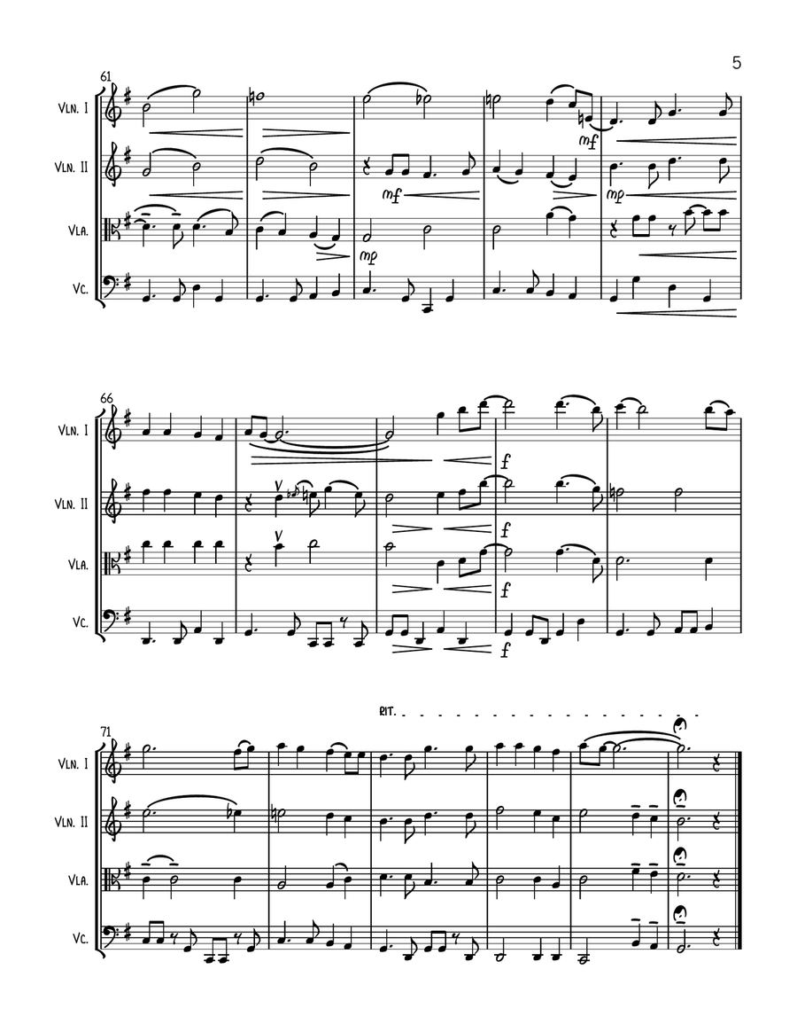 Green Green Grass Of Home String Quartet scores gallery preview page 5