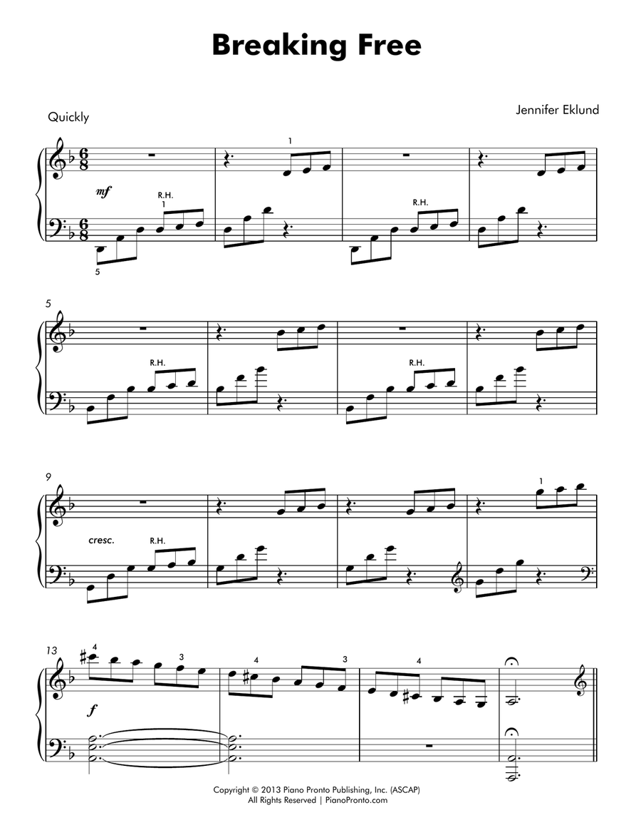 Breaking Free (Intermediate Showcase Solo) Piano Solo scores gallery preview page 2