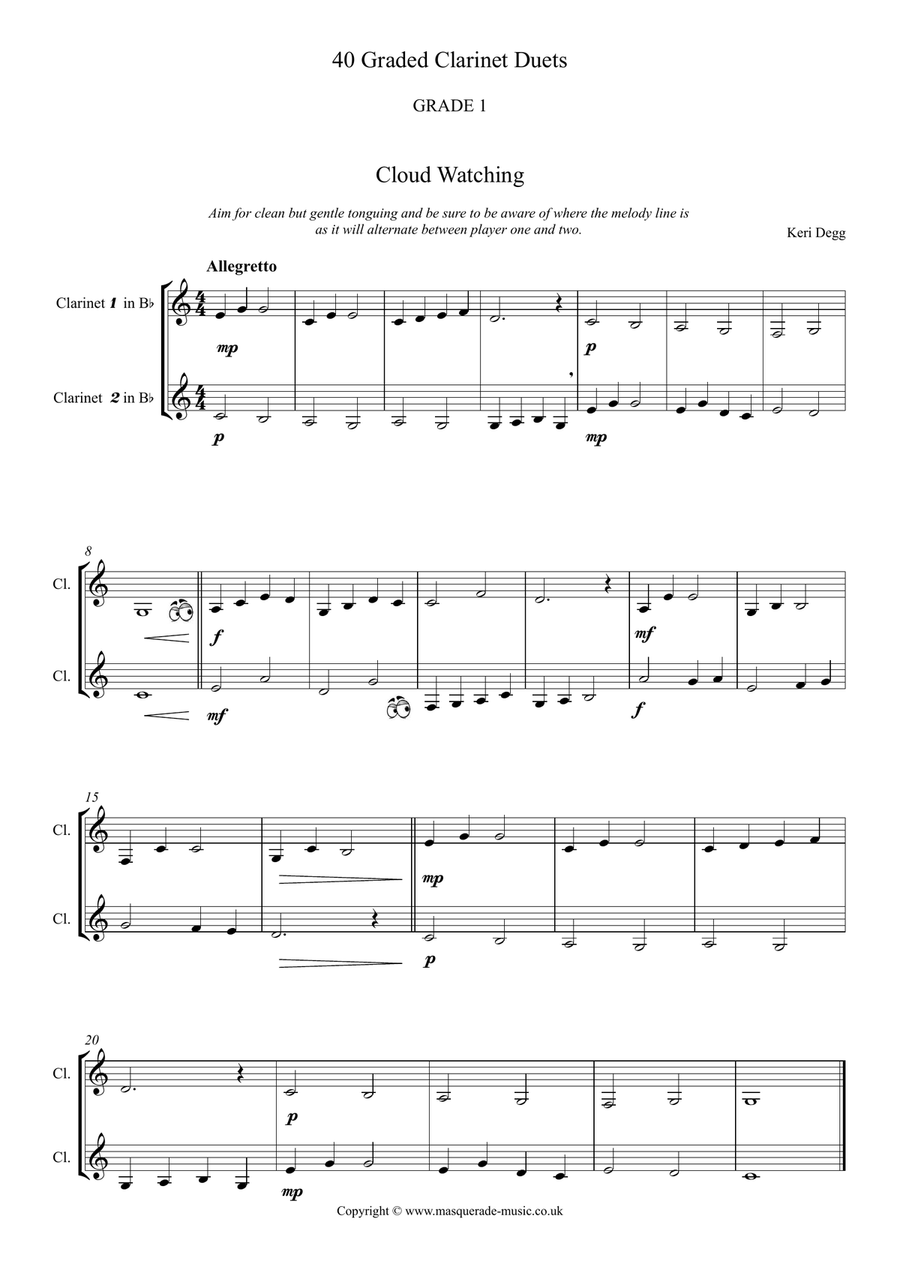40 Graded Clarinet Duets (Grades 1-5) Clarinet Duet scores gallery preview page 1