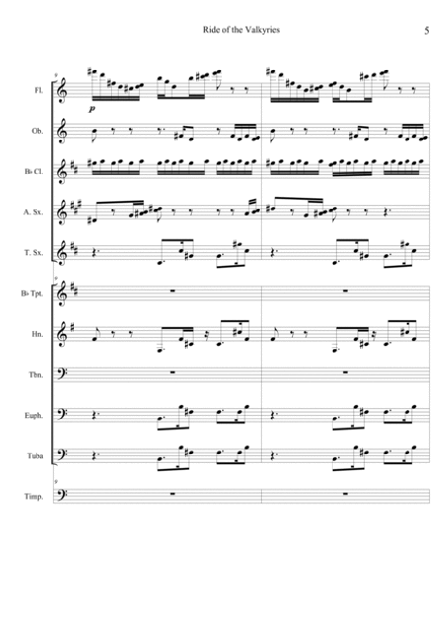Wagner's Ride of the Valkyries - Score Only Concert Band scores gallery preview page 6