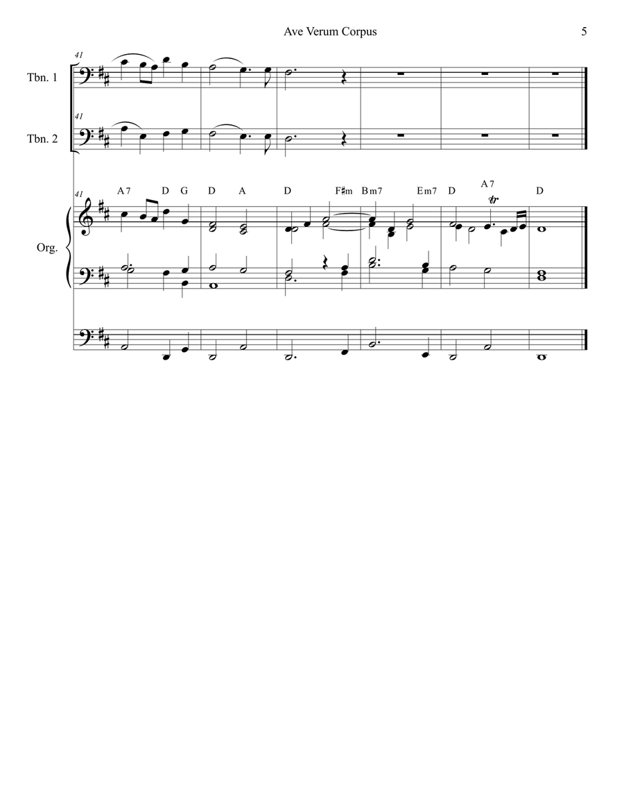 Ave Verum Corpus (Trombone Duet - Organ Accompaniment) Trombone Duet scores gallery preview page 5