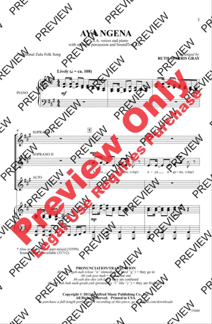 Aya Ngena Aya Ngena Women's Choir scores gallery preview page 3