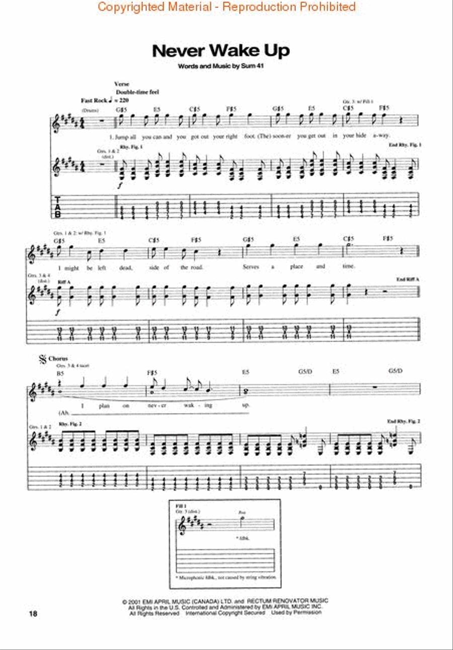 Sum 41 - All Killer, No Filler Electric Guitar scores gallery preview page 3