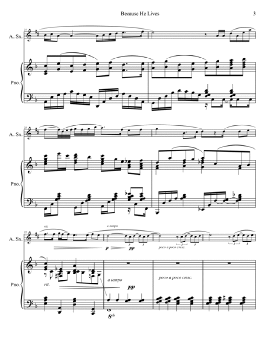 Because He Lives Alto Saxophone scores gallery preview page 4