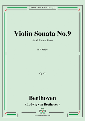Book cover for Beethoven-Violin Sonata No.9 in A Major,Op.47,for Violin and Piano