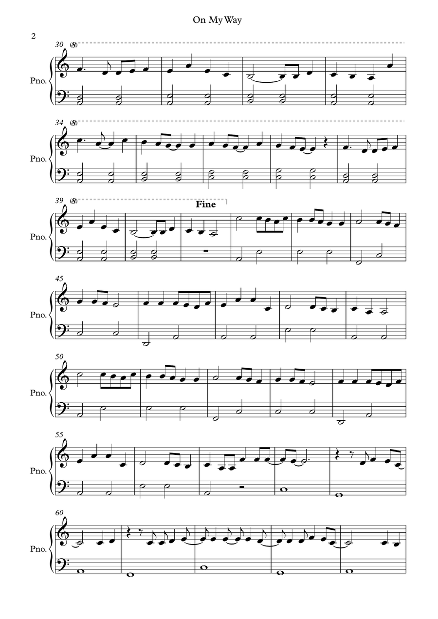 On My Way Easy Piano scores gallery preview page 2