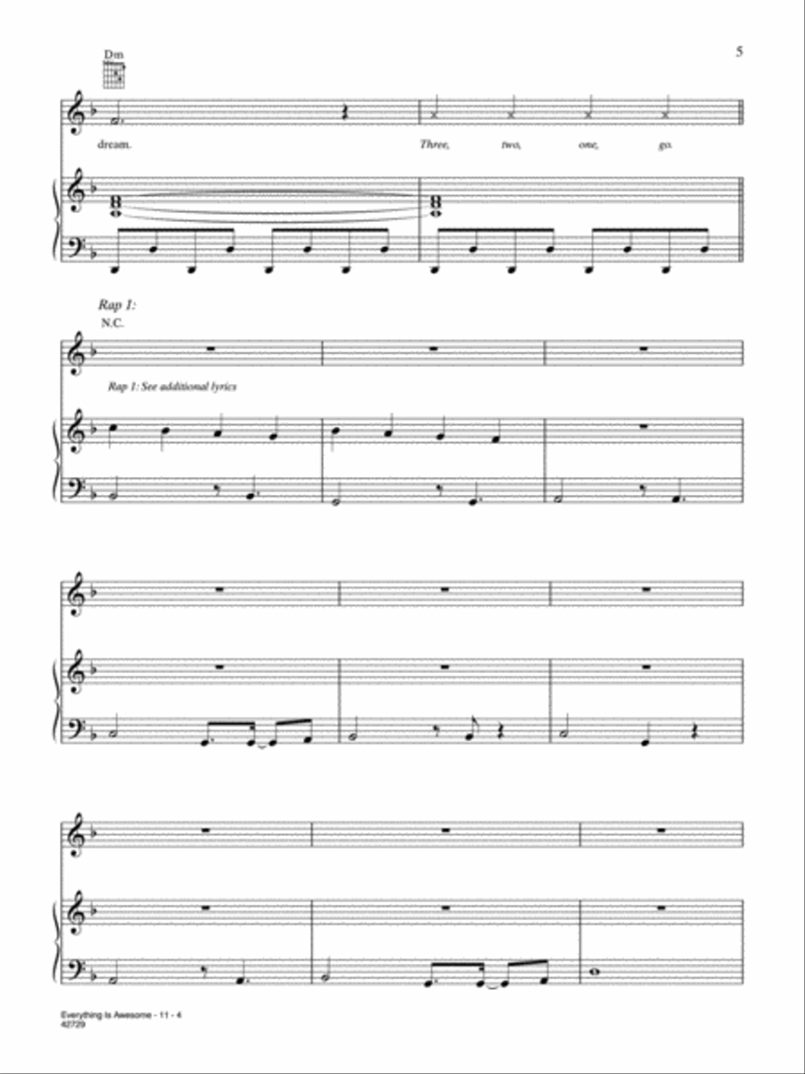 Everything is Awesome (Awesome Remixxx!!!) Piano, Vocal, Guitar scores gallery preview page 4