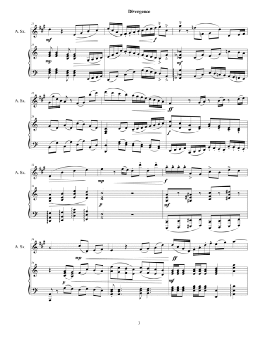 Divergence for Alto Sax and Piano Alto Saxophone scores gallery preview page 4