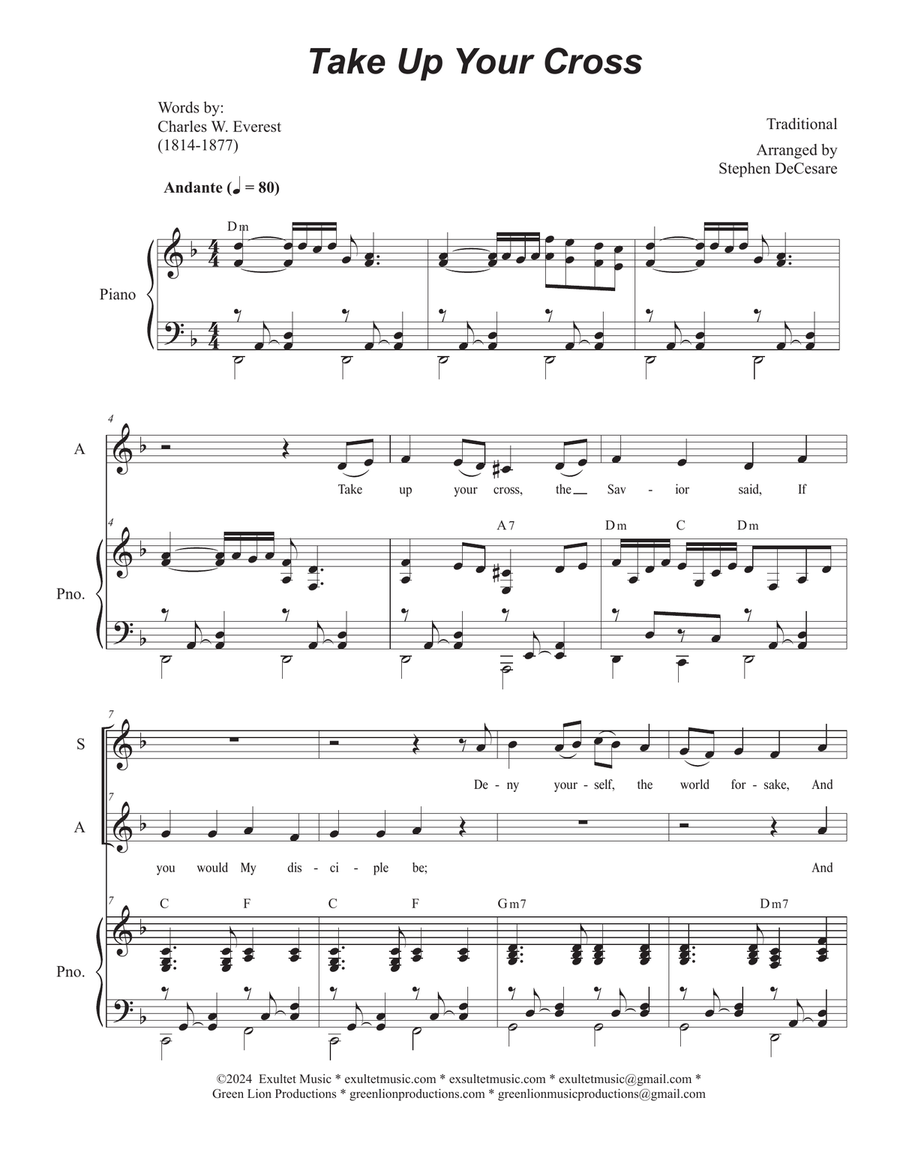Book cover for Take Up Your Cross (2-part choir - (SA)