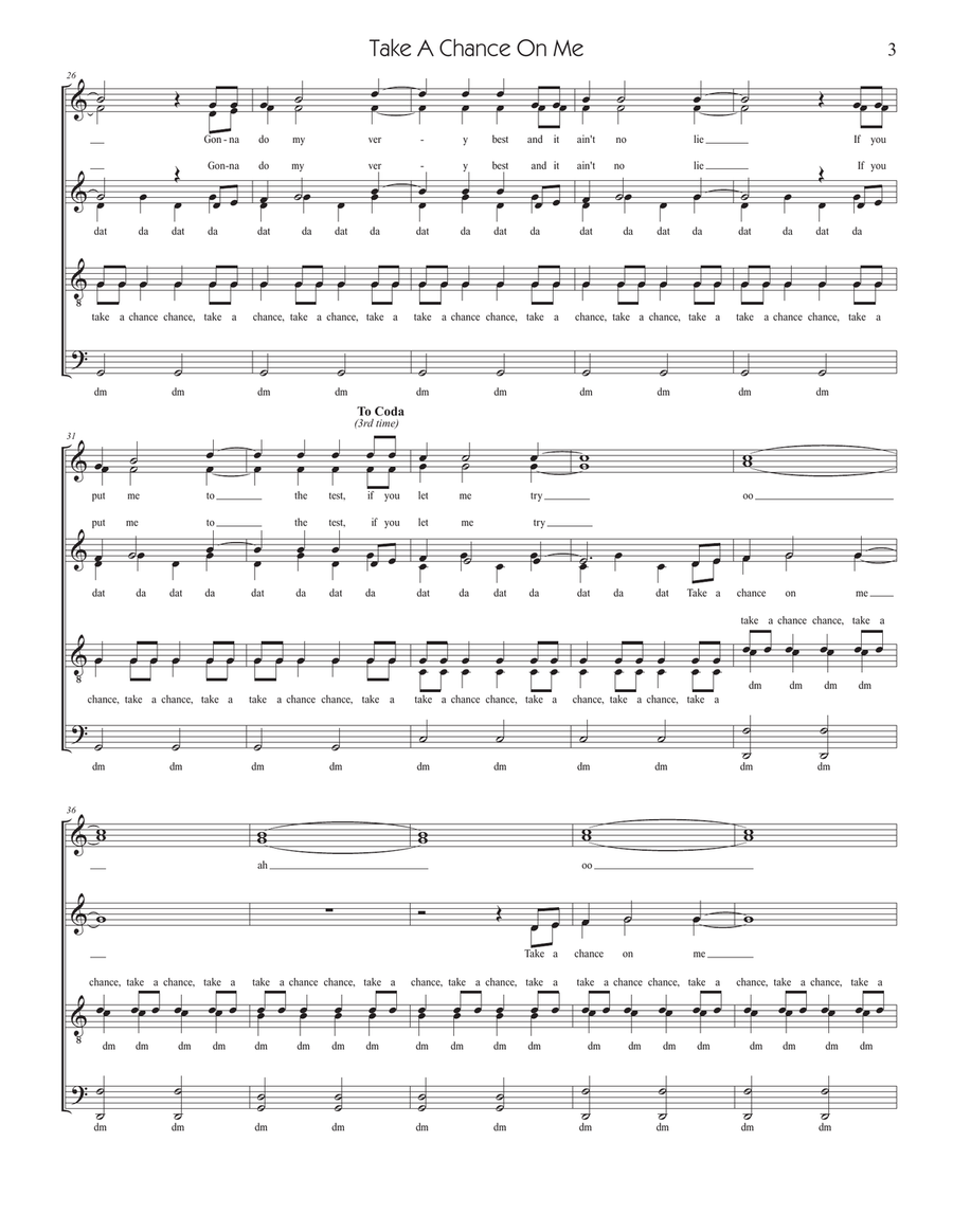 Take A Chance On Me 4-Part scores gallery preview page 3