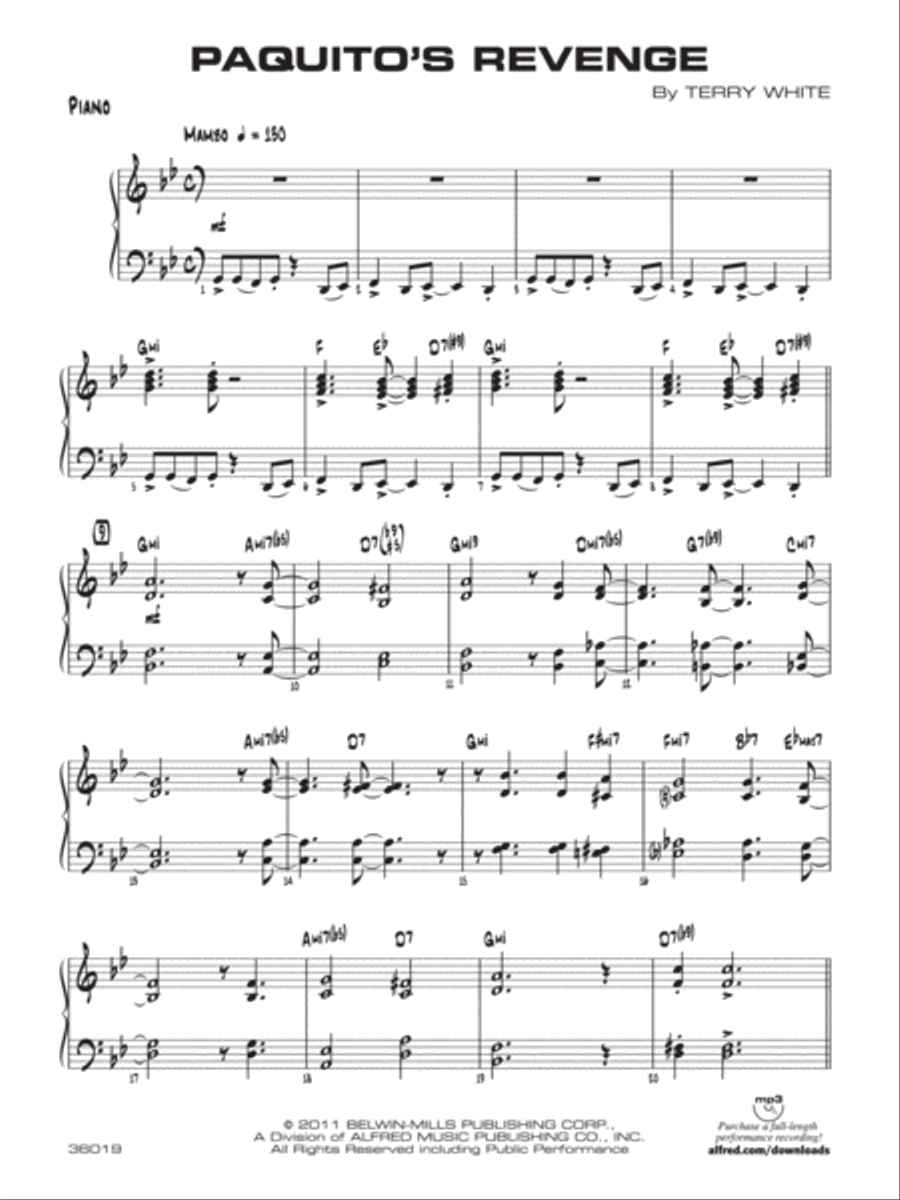 Paquito's Revenge: Piano Accompaniment Jazz Ensemble scores gallery preview page 1