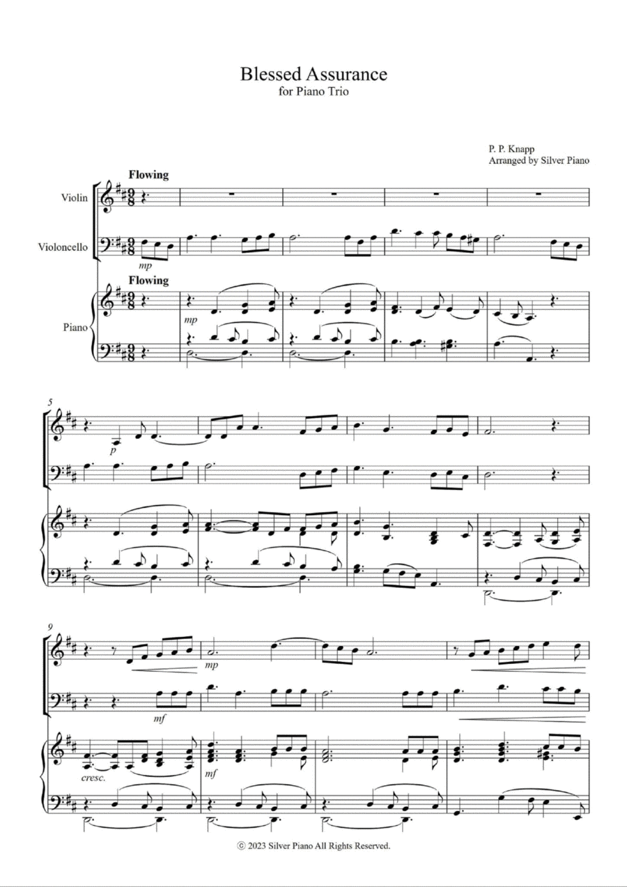 HYMN FOR PIANO TRIO - Blessed Assurance Piano Trio scores gallery preview page 1