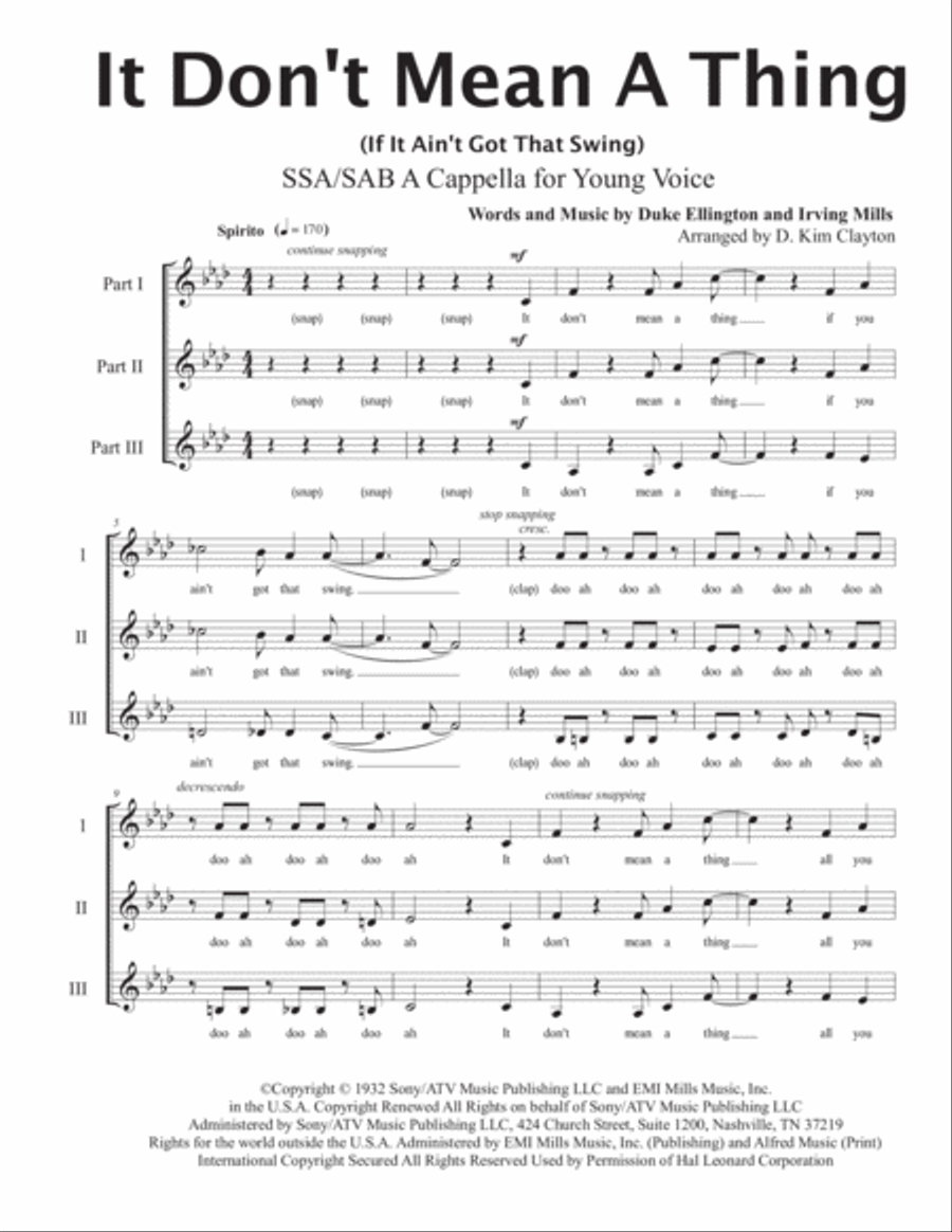 It Don't Mean A Thing (If It Ain't Got That Swing) 3-Part scores gallery preview page 2