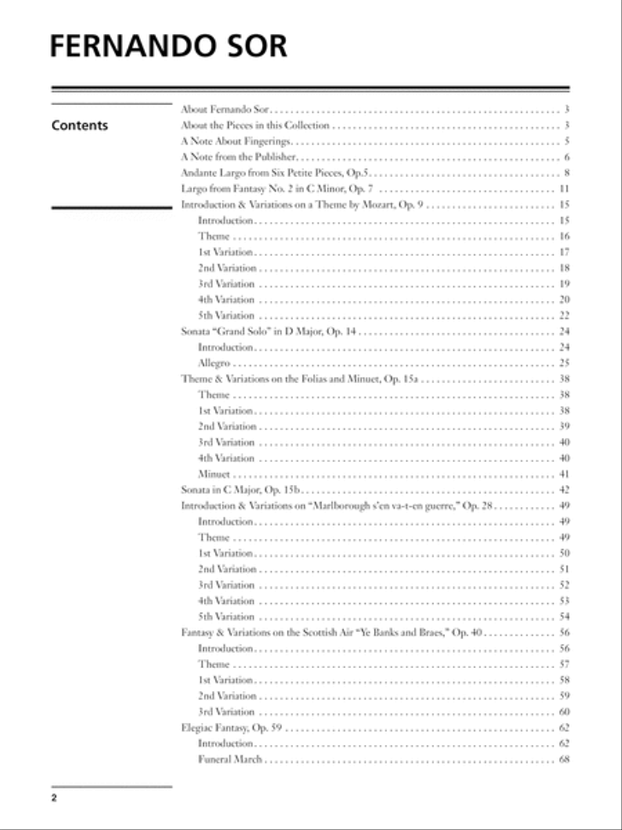 Sor -- Selected Works for Guitar Acoustic Guitar scores gallery preview page 2