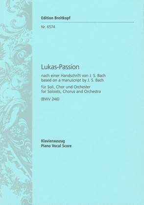 Book cover for St. Lucas Passion (BWV 246)