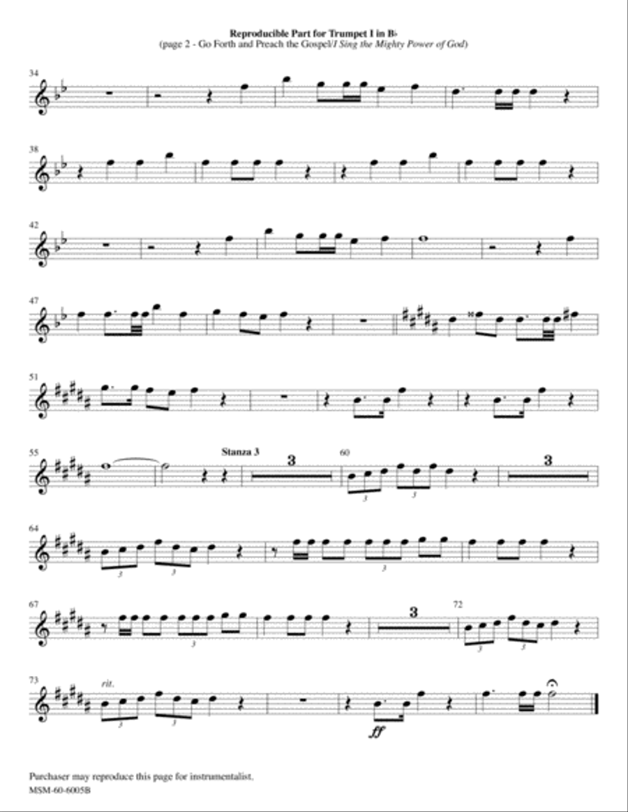 Go Forth and Preach the Gospel I Sing the Mighty Power of God Choir scores gallery preview page 2