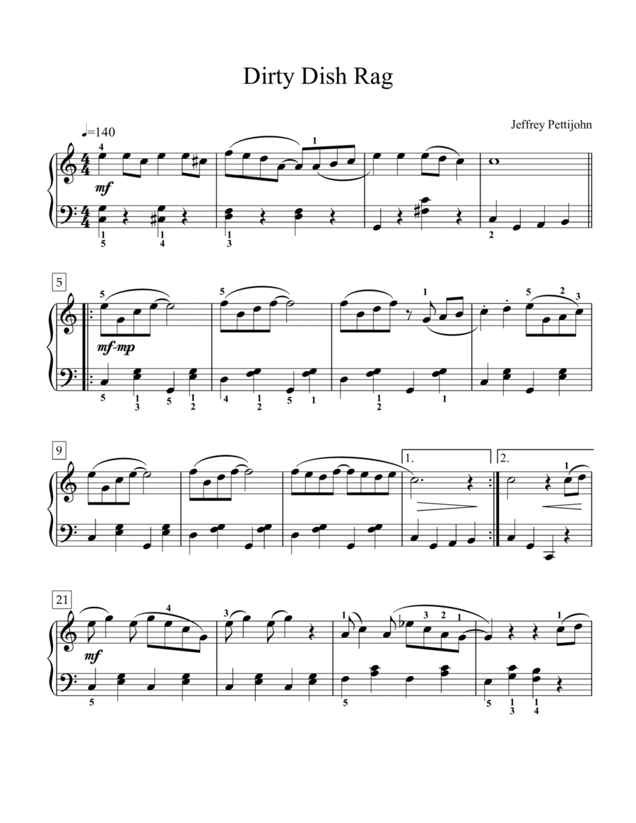 Dirty Dish Rag Piano Solo scores gallery preview page 1