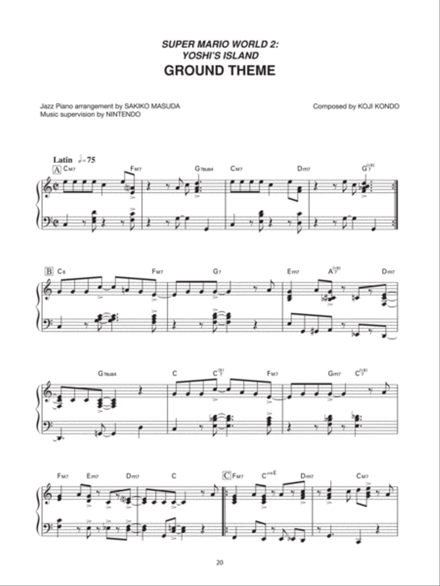 Super Mareio World 2: Yoshi's Island Ground Theme Piano Solo scores gallery preview page 1