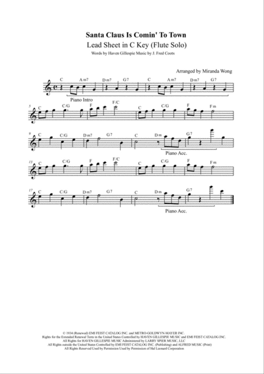 Santa Claus Is Comin' To Town Small Ensemble scores gallery preview page 1