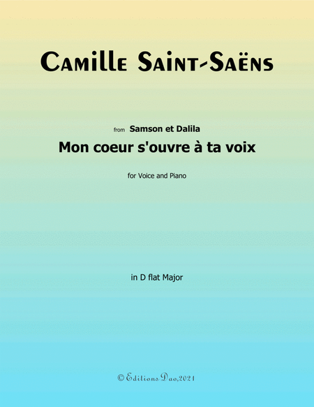 Mon coeur s'ouvre à ta voix,by Saint Saëns,in D flat Major image number null