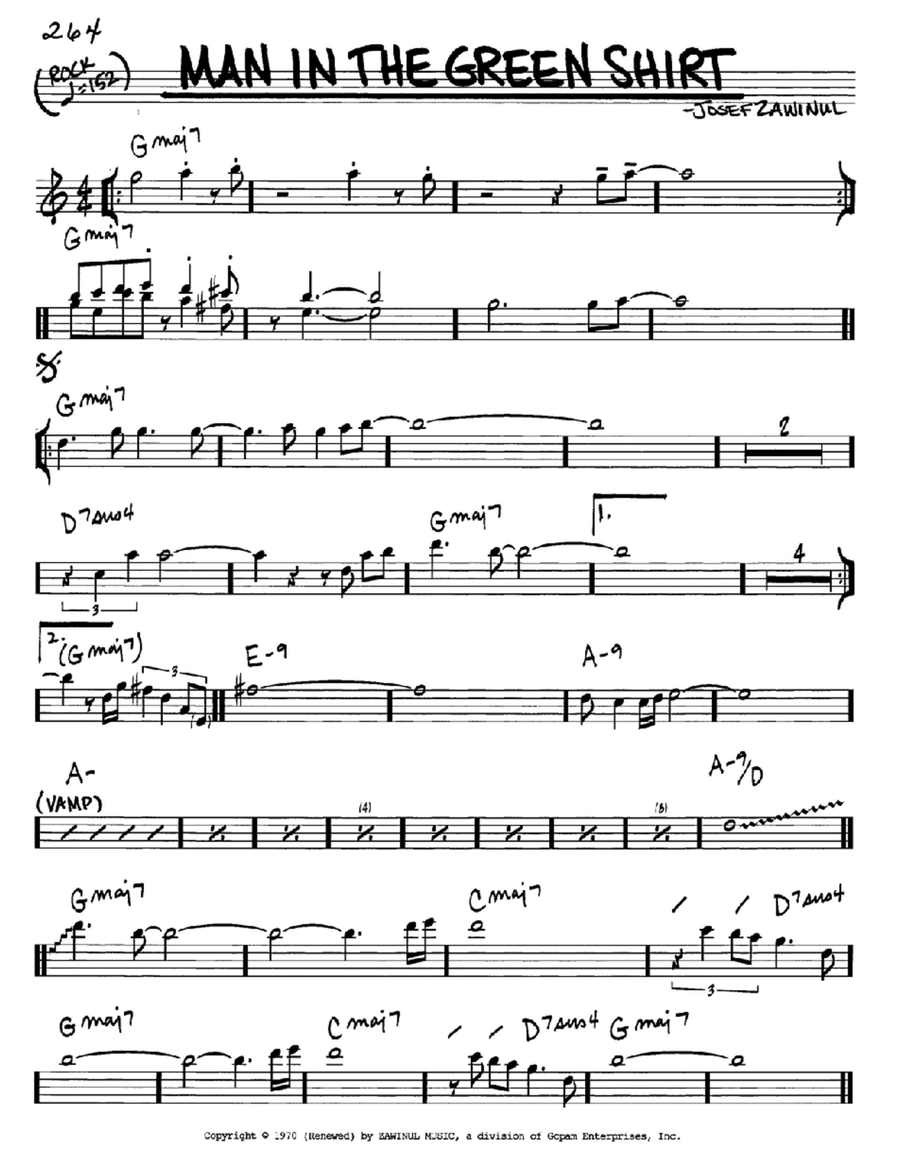 Man In The Green Shirt E-Flat Instrument scores gallery preview page 1