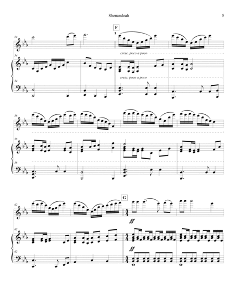 Shenandoah arr. for flute & piano Woodwind Duet scores gallery preview page 5