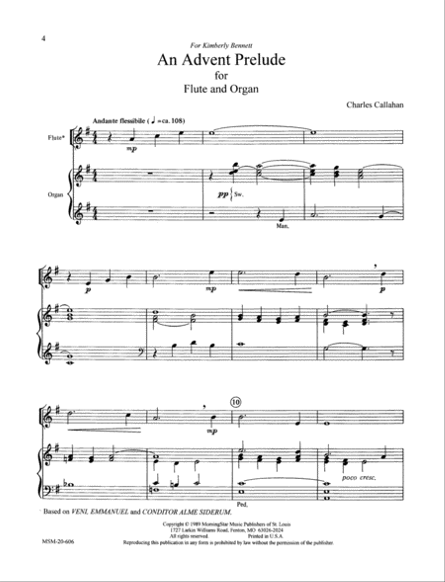 Preludes for Flute and Organ Flute Solo scores gallery preview page 2