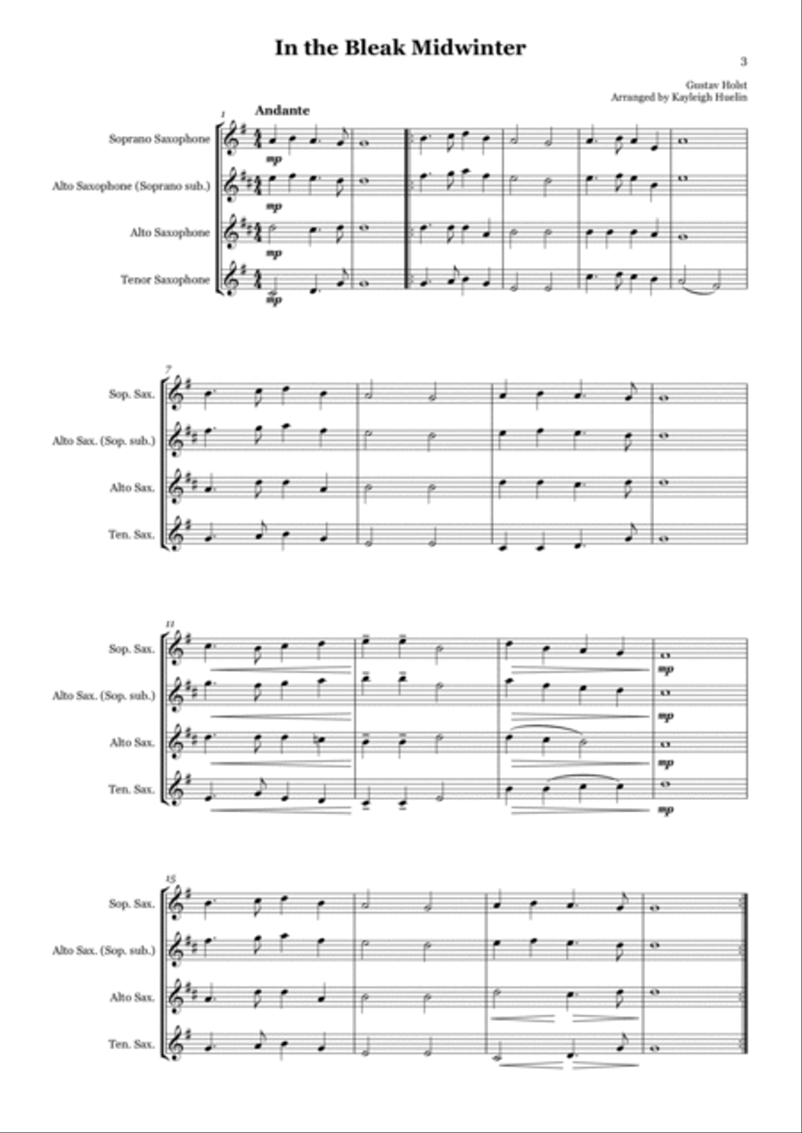 Christmas Carol Selection vol. 1 for SAT/AAT saxophone trio SAT scores gallery preview page 3