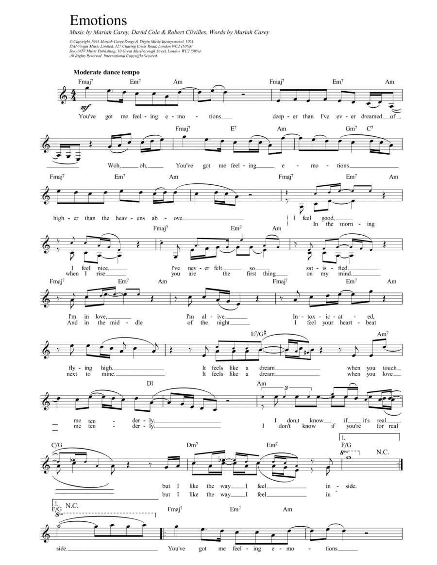 Emotions Piano scores gallery preview page 1