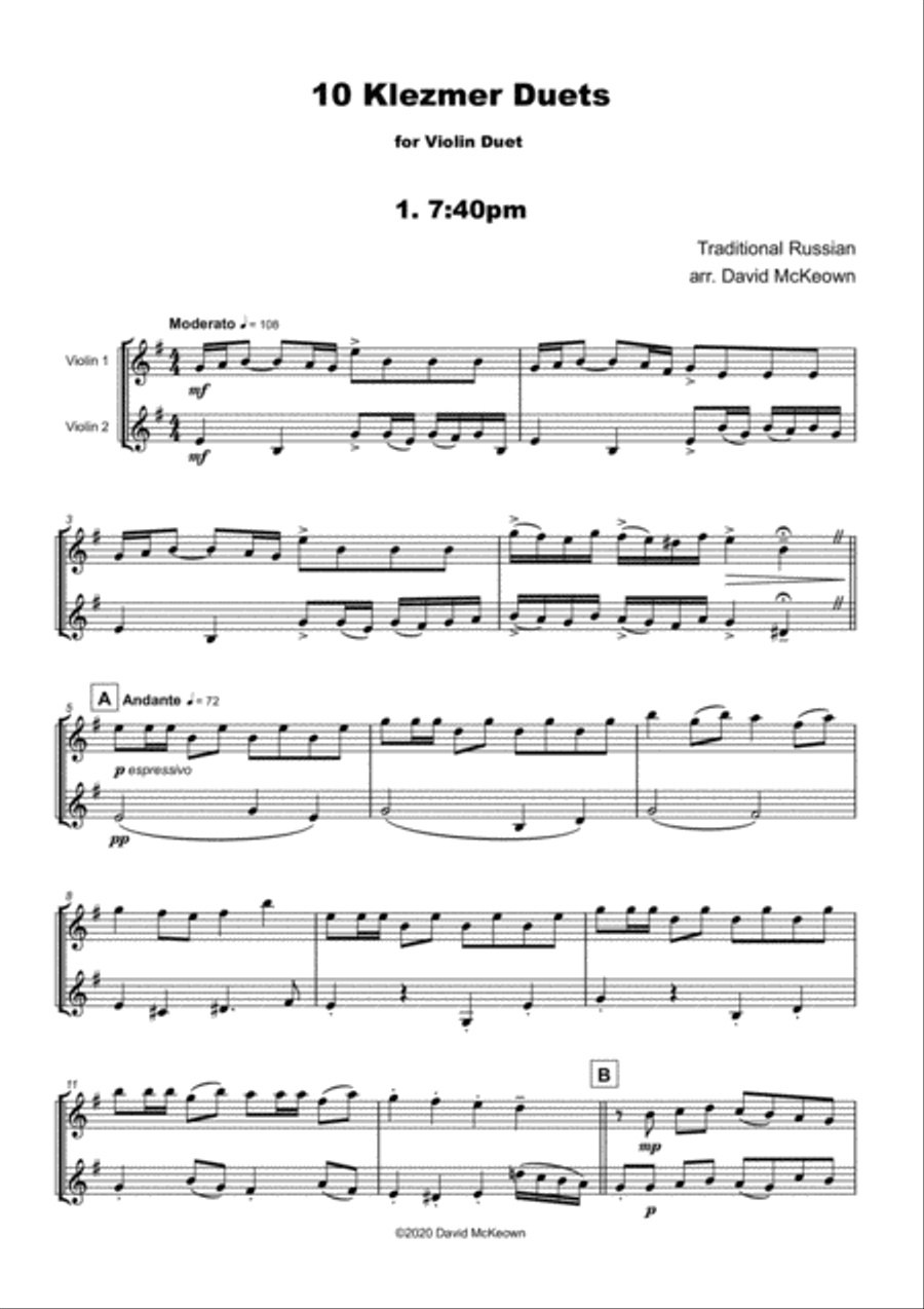 10 Klezmer Duets for Violin String Duet scores gallery preview page 3