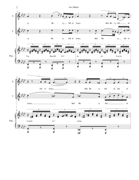 Ave Maria (Duet for Soprano & Tenor Solo - English Lyrics - Medium Key) - Piano Accompaniment image number null