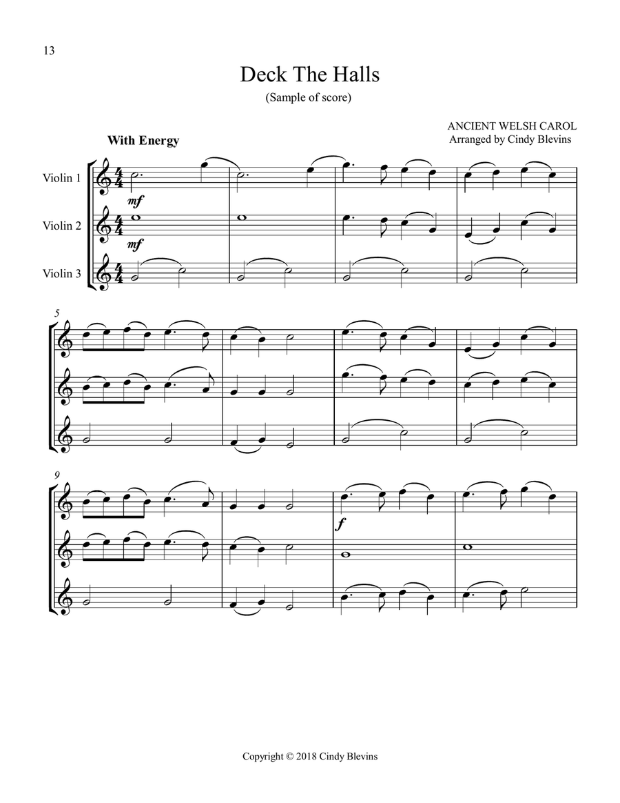 Violin Trios for Christmas, Vol. II (12 Arrangements) String Trio scores gallery preview page 3