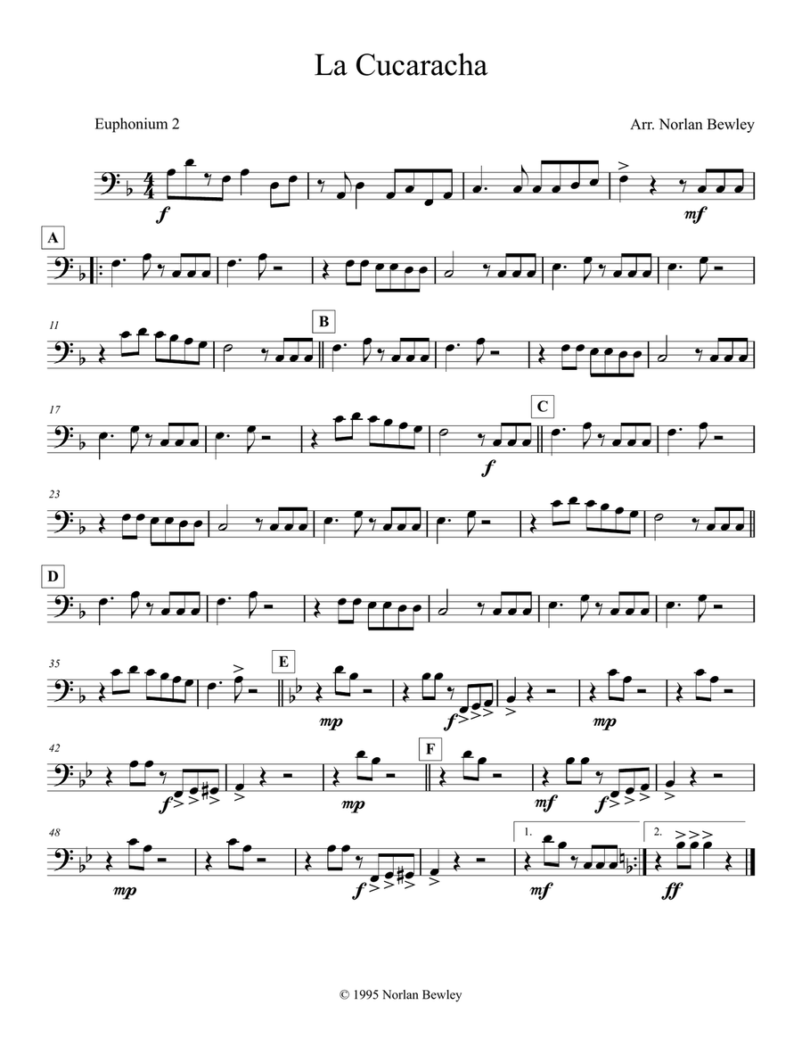 La Cucaracha - Tuba/Euphonium Quartet Brass Ensemble scores gallery preview page 5