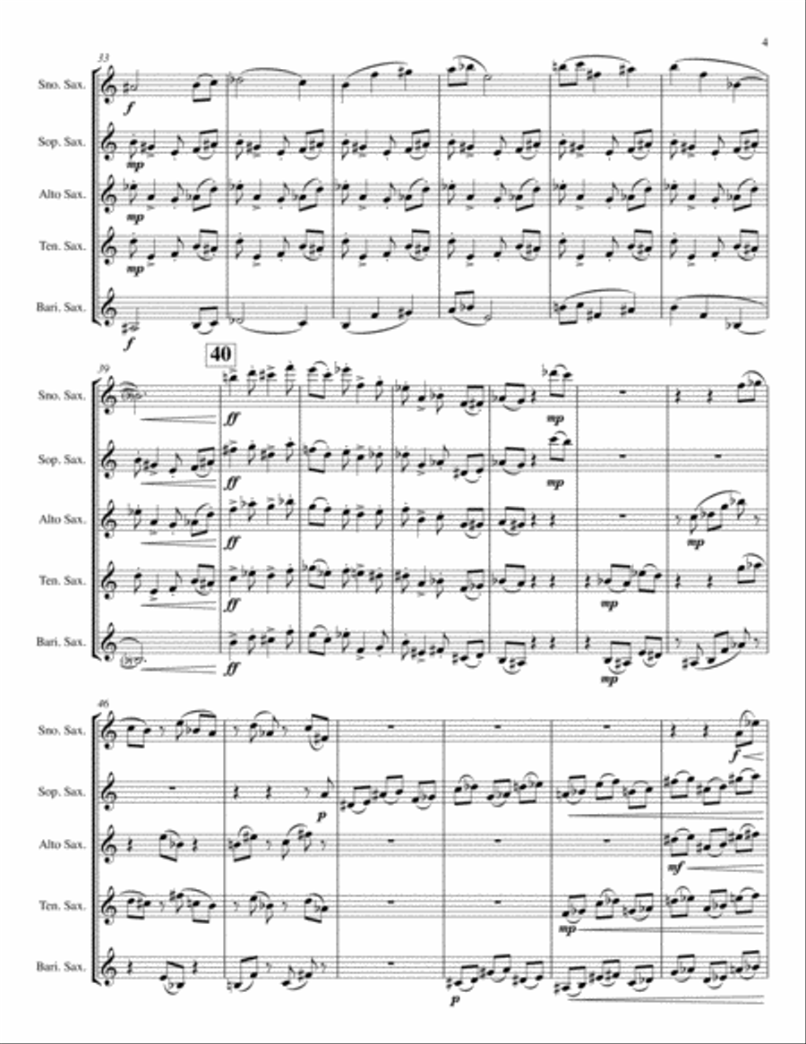 Danse Sociopathique for Saxophone Quintet (with Sopranino) Saxophone Quintet scores gallery preview page 5