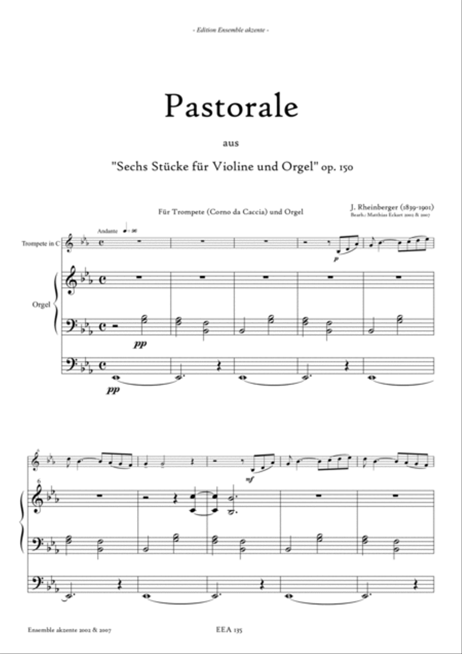 Pastorale from/aus „Six pieces for violine and organ / Sechs Stücke für Violine und Orgel