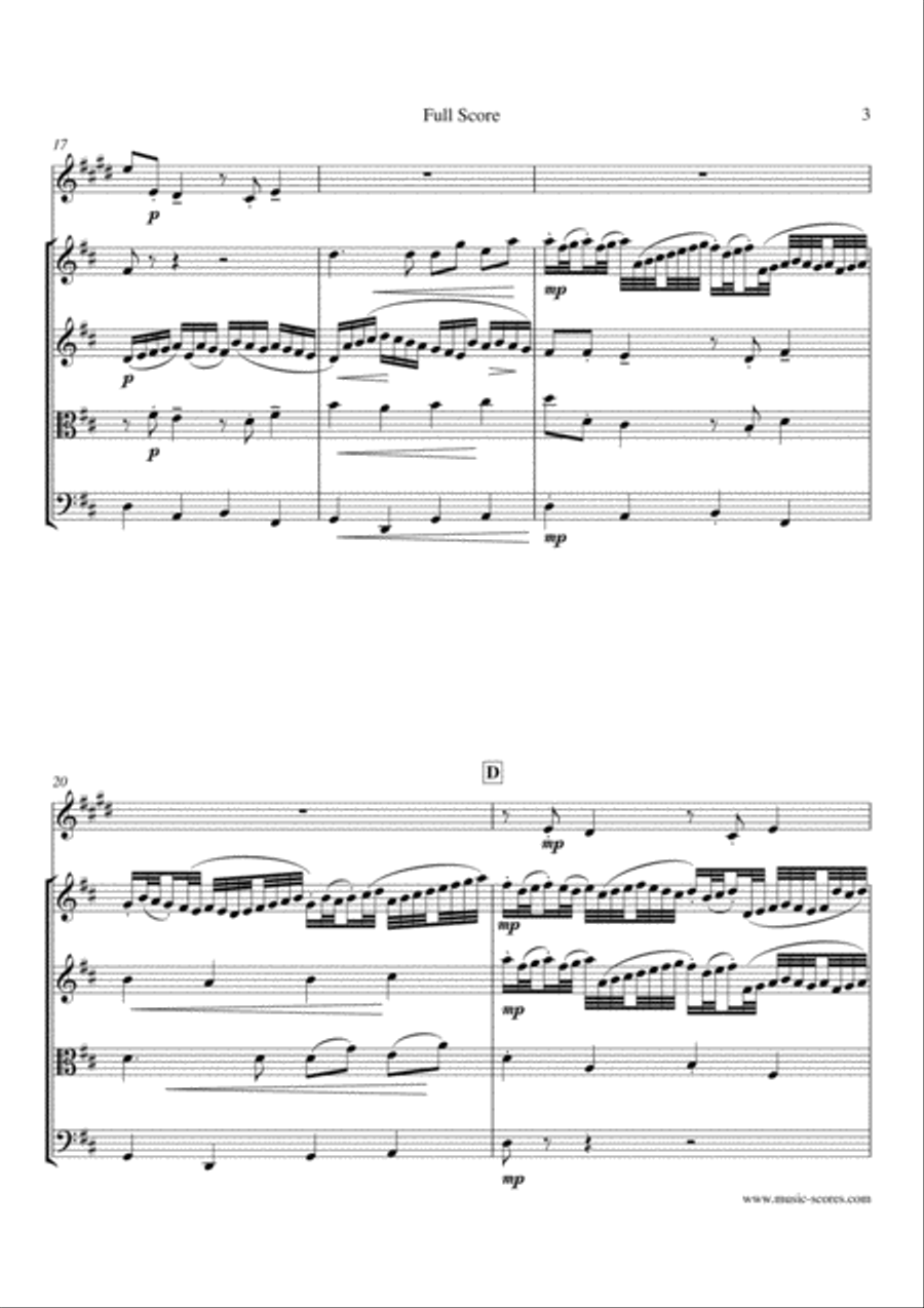 Pachelbel's Canon - String Quartet and Trumpet Chamber Orchestra scores gallery preview page 3