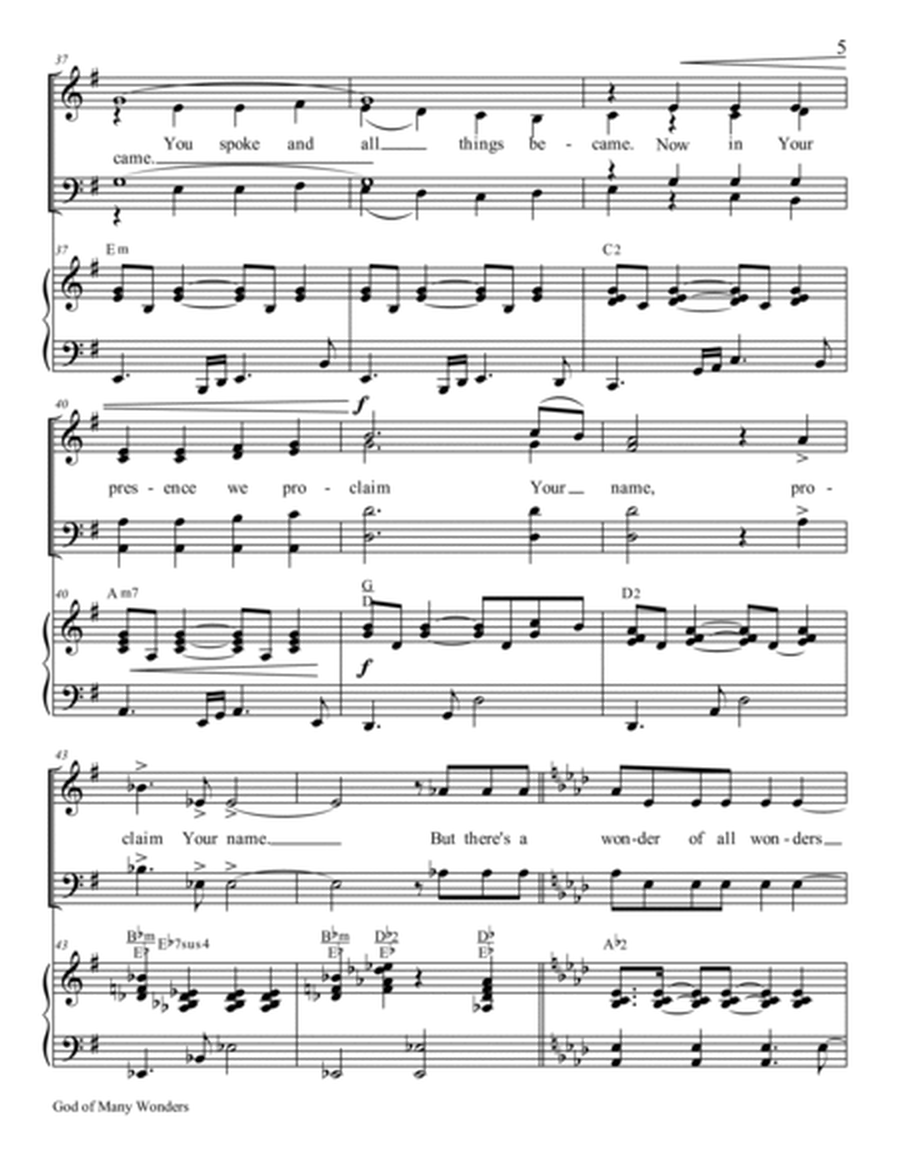 GOD OF MANY WONDERS, SATB and Piano (Includes Score & Parts) image number null